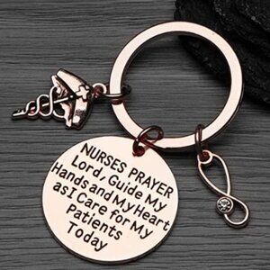 Nurse Prayer Keychain - Rose Gold Nurses Serenity Prayer